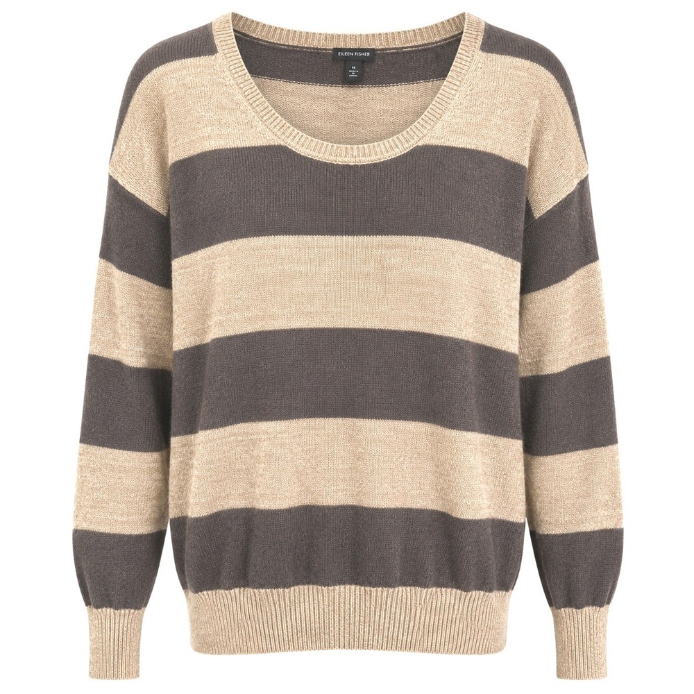 90s Club Monaco Mohair Blend Striped Sweater Semi Sheer Scoop Neck Brown Tan M